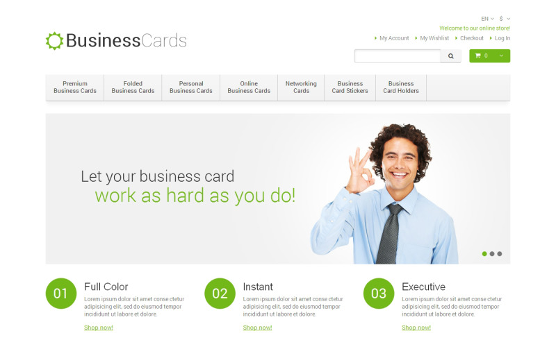 Business Cards Store Magento Teması