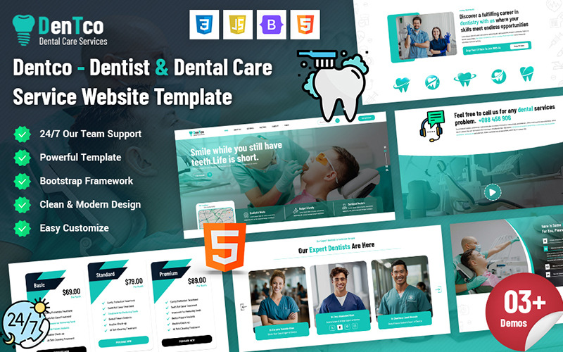 Dentco - Tandvårdstjänst webbplatsmall