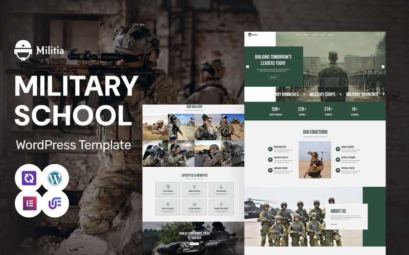 Miliz – Militärschule, militärische Vorbereitungs- und Trainingsprogramme WordPress Elementor Theme