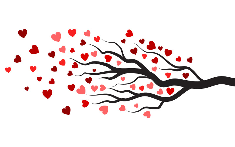 Modèle de conception d'illustration vectorielle d'amour de branche d'arbre v.6