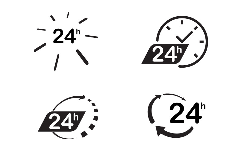 Hız daha hızlı teslimat 24 Saat simge vektör çizim tasarım şablonu v.2