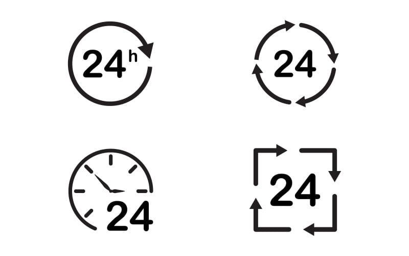 Modèle de conception d'illustration vectorielle d'icône de livraison plus rapide 24 heures sur 24 v.3
