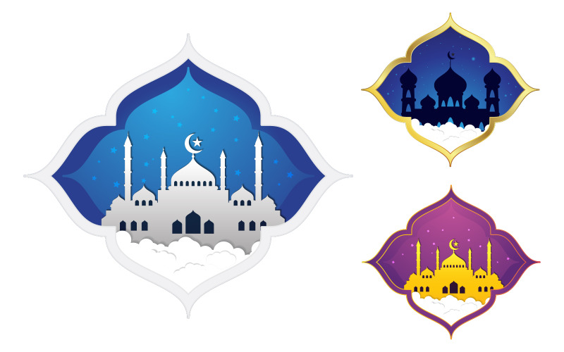 Mosque Muslim abstrakt element, islamisk ikon design illustration mall v.2