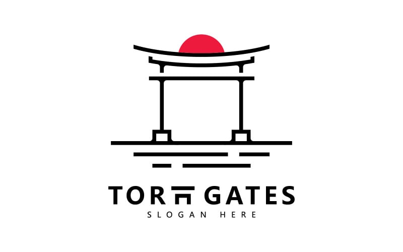 Ilustrace japonské brány Torii, jednoduchý design loga brány Torii vektor 1