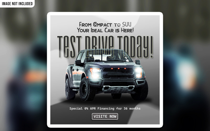 Kreative Autotest-Social-Media-Werbebanner-Vorlage im PSD-Format
