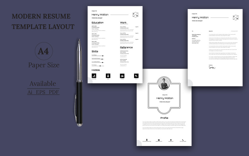 Modello di curriculum di colore bianco semplice