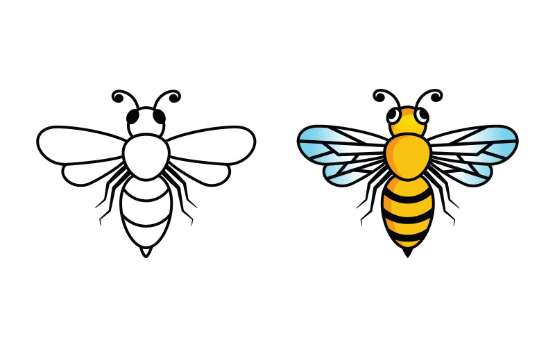 Dier schattig Bij vector pictogram illustratie ontwerp sjabloon v.5