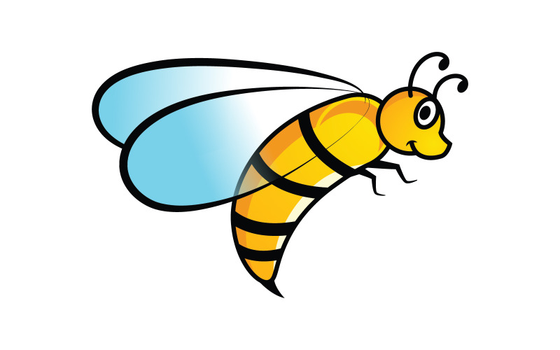 Djur söta bee vektor ikon illustration designmall v.8