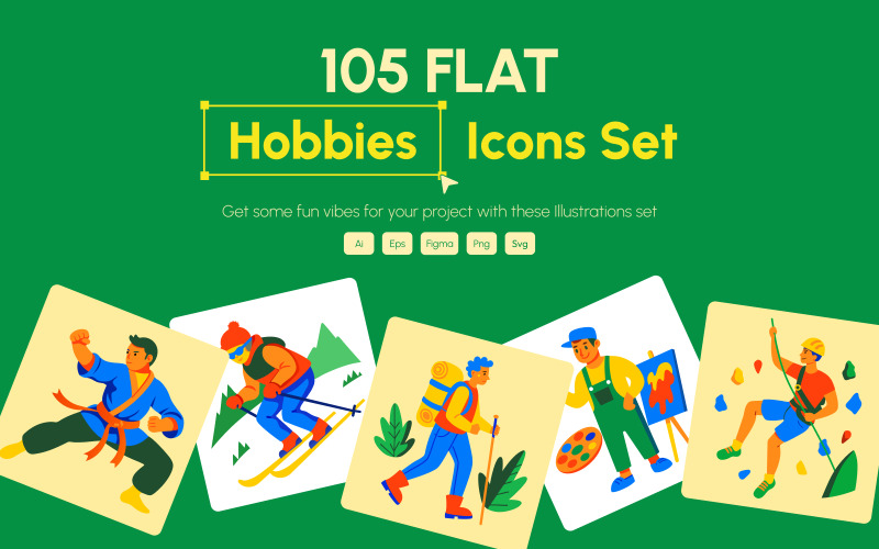 Flache Hobbys Icon Sammlung