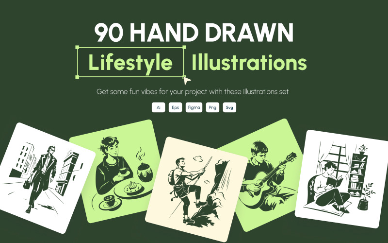 Illustrations de style de vie dessinées à la main