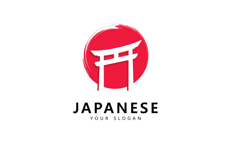 Illustrazione del cancello Torii giapponese, semplice design del logo del cancello Torii vettore 7
