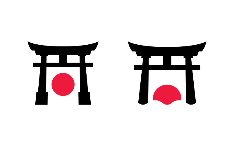 Illustrazione del cancello Torii giapponese, semplice design del logo del cancello Torii vettore 9