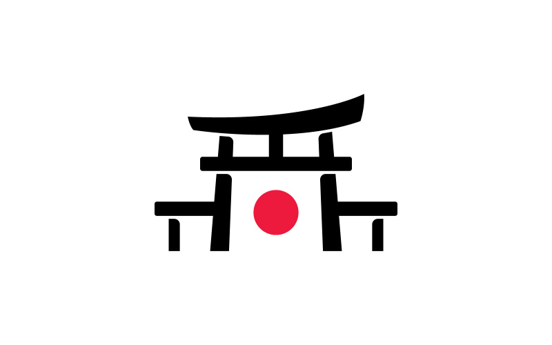 Japansk Torii gate illustration, enkel Torii gate sign logo design vektor 0
