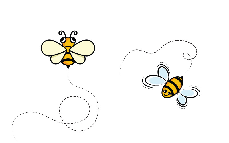 Modèle de conception d'illustration d'icône de vecteur d'abeille mignonne animale v.6