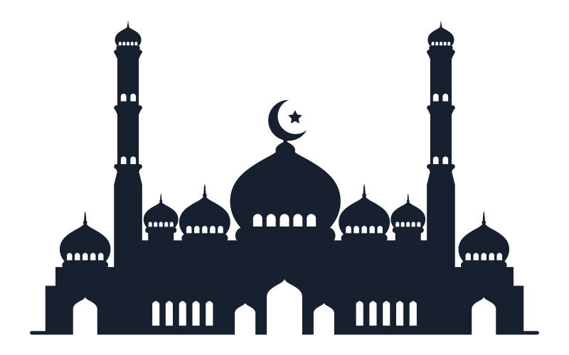 Muslimskt element abstrakt moskébyggnad. Islamisk händelse dag ikon designmall