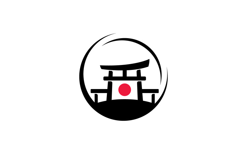 日本鸟居门插图，简单的鸟居门标志设计矢量 11