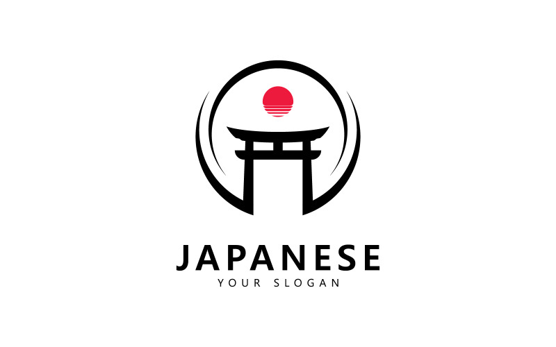 日本鸟居门插图，简单的鸟居门标志设计矢量 6