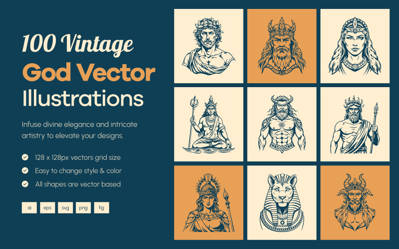 Ilustración vectorial de Dios vintage