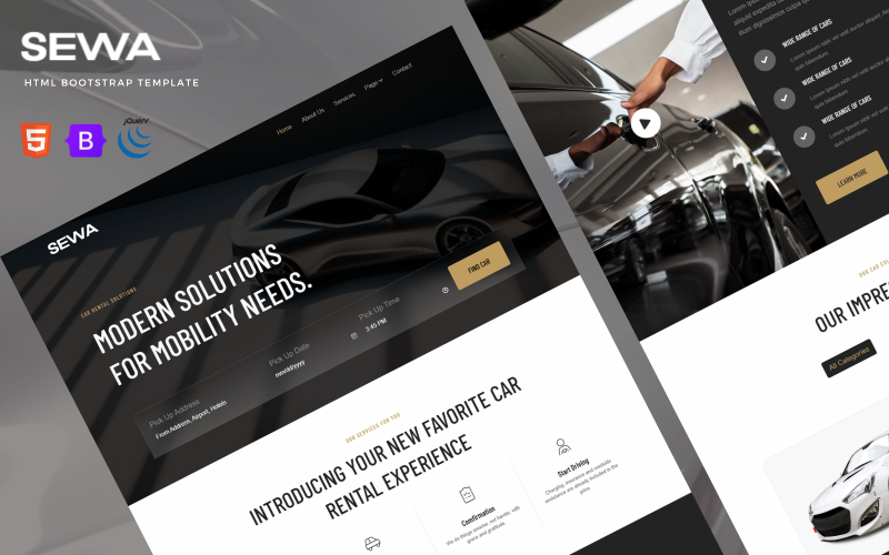 Sewa - víceúčelová šablona bootstrapu z autopůjčovny