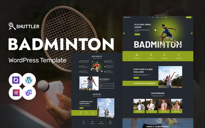 Shuttler - Klub Badmintona, Akademia Badmintona i Treningowy Motyw WordPress Elementor