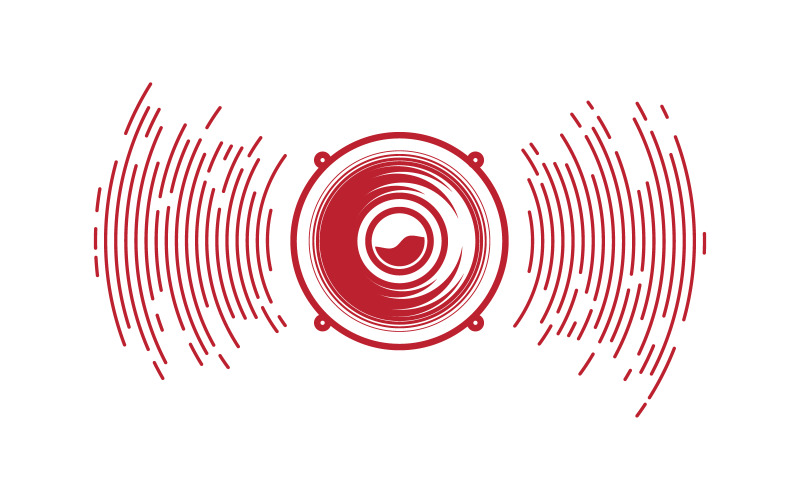 Logo di onde di altoparlanti modello di progettazione di studio musicale di intrattenimento v.5