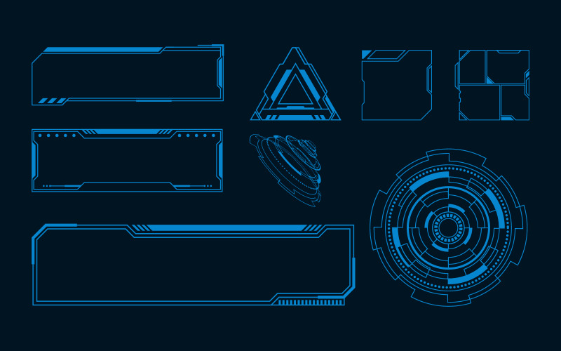 Modèle de conception d'illustration d'interface utilisateur numérique futuriste de haute technologie v.3