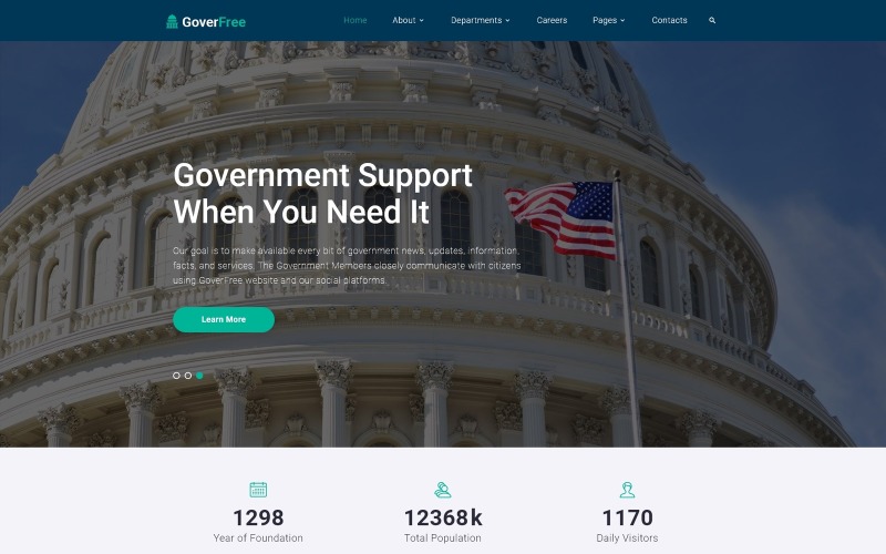 GoverFree - kormányzati többoldalas tiszta HTML webhelysablon