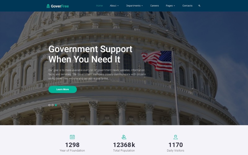 GoverFree - Vládní vícestránková čistá webová šablona HTML