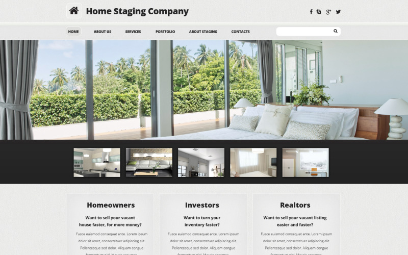 Modello di sito Web reattivo per l'home staging