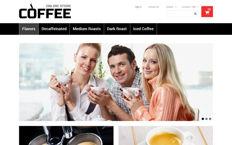 PrestaShop téma silné kávy