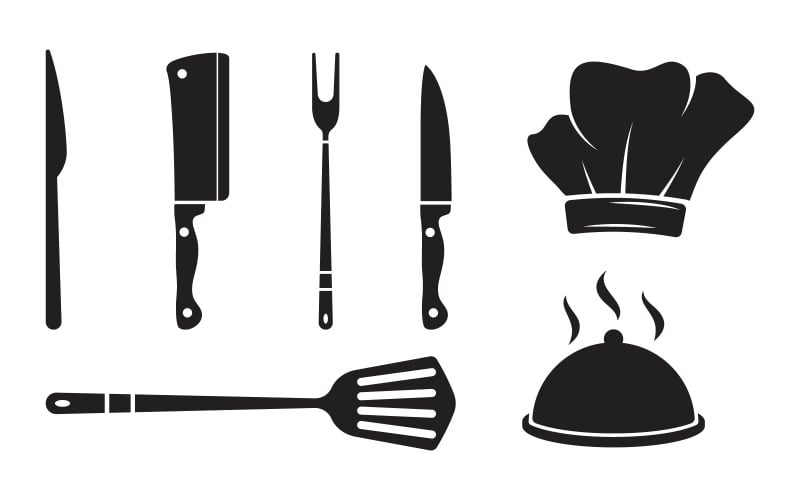 Chef che cucina icona cibo modello illustrazione vettoriale design modello v.1