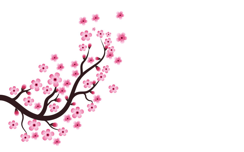 Gałąź drzewa Sakura Piękno Japonia kwiat podróż Wektor ikona ilustracja projekt v.2