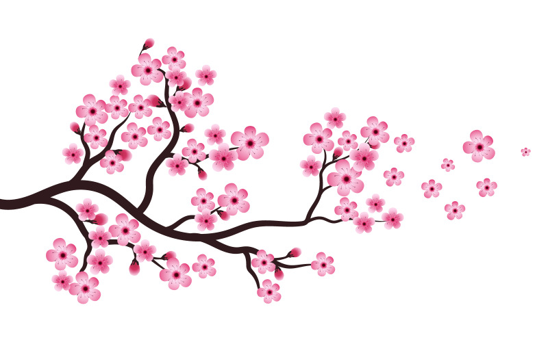 Tree Branch Sakura Beauty Japan blomma resor Vektor ikon illustration design v.1