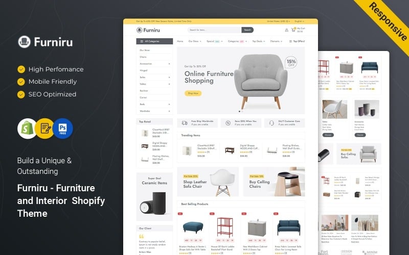 Furniru - 家具和家居室内装饰 Shopify 主题