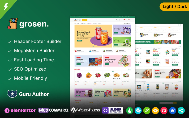 Grosen - Bakkal ve Sebzeler WooCommerce WordPress Teması