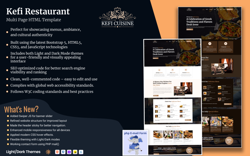Kefi Cuisine - Шаблон многостраничного веб-сайта греческого ресторана