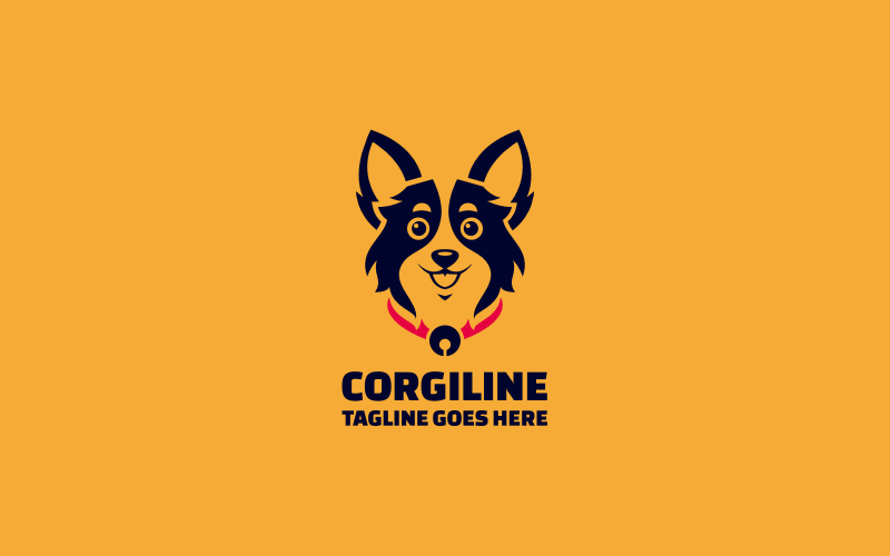 Modello di logo Corgi Line Art
