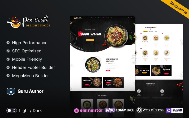 Pancook — адаптивная тема WordPress для WooCommerce для ресторанов и кафе-магазинов