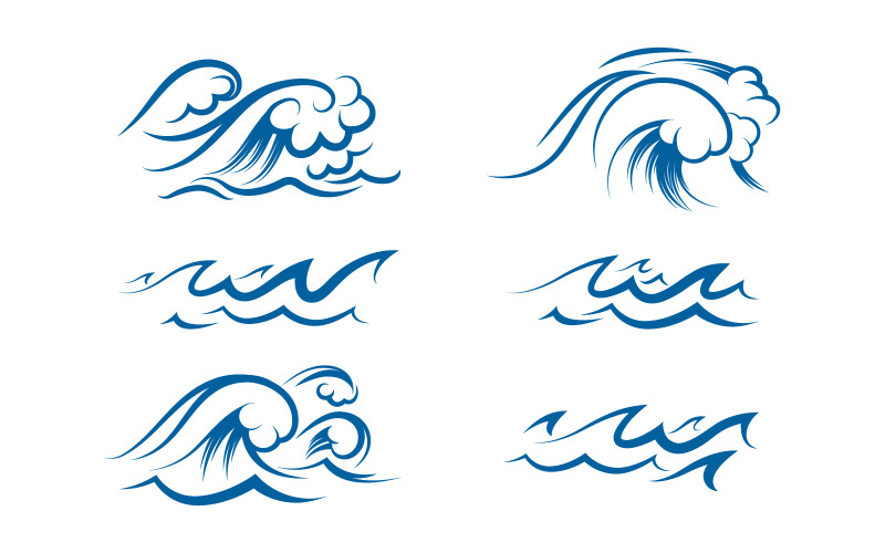 Plantilla de diseño de ilustración de océano con iconos de ondas de agua v.8