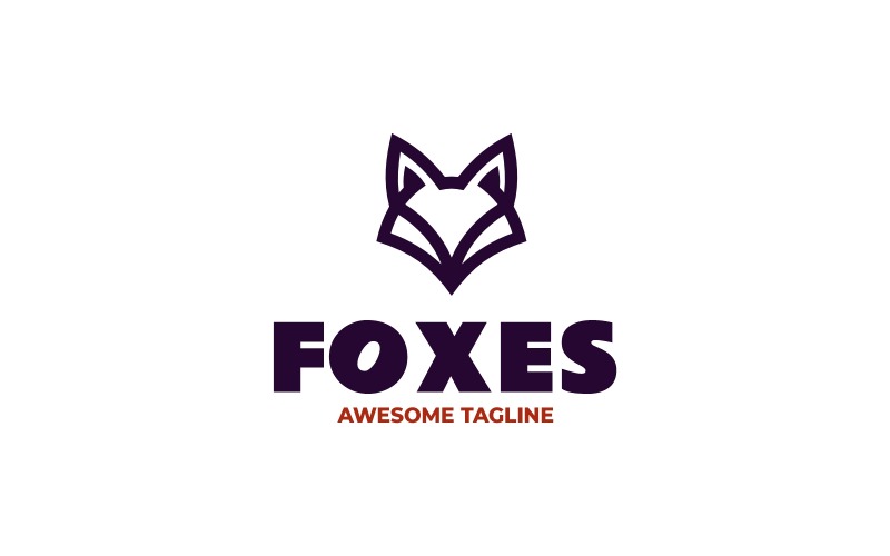 Шаблон логотипа Foxes Line Art