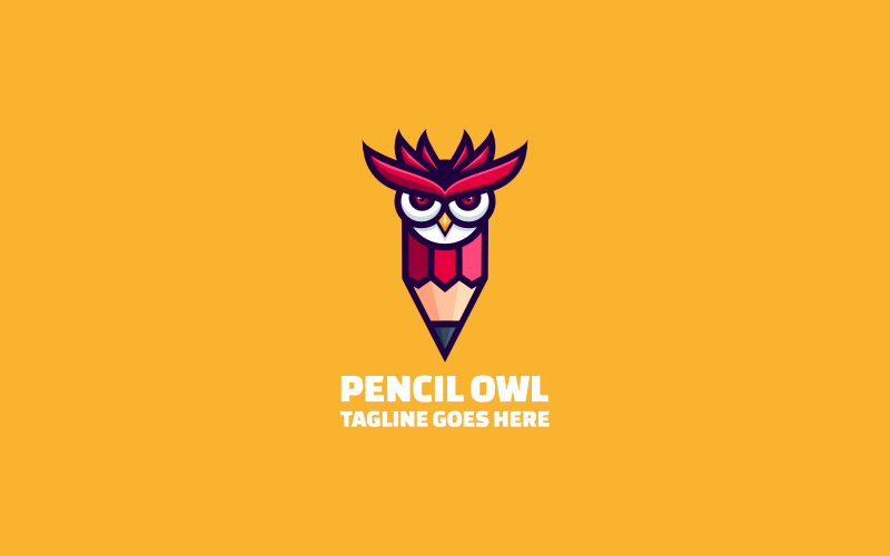 Tužka sova jednoduché logo maskota