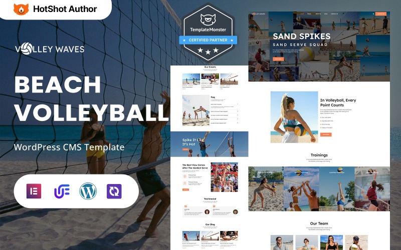 Volley Waves – Strandröplabda Klub, Akadémia és Edzői WordPress Elementor téma