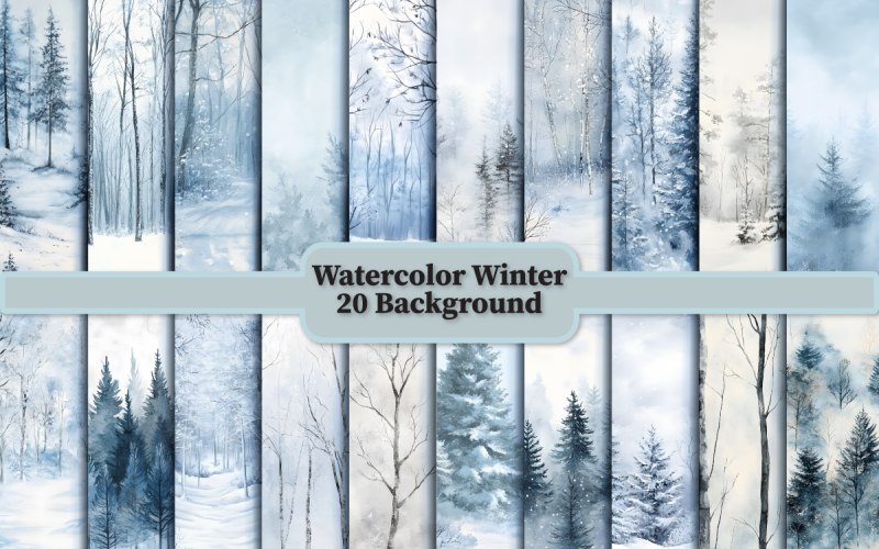 Watercolor Winter Background Bundle