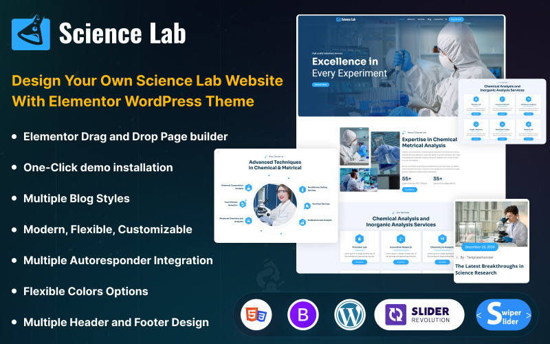 WordPress-thema voor wetenschappelijk laboratorium