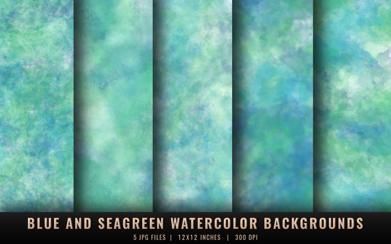 Blauwe en zeegroene aquarelachtergronden