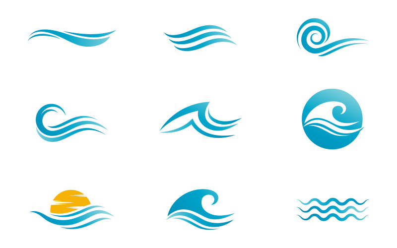 Vatten våg ikon ocean Logo illustration designmall v.1