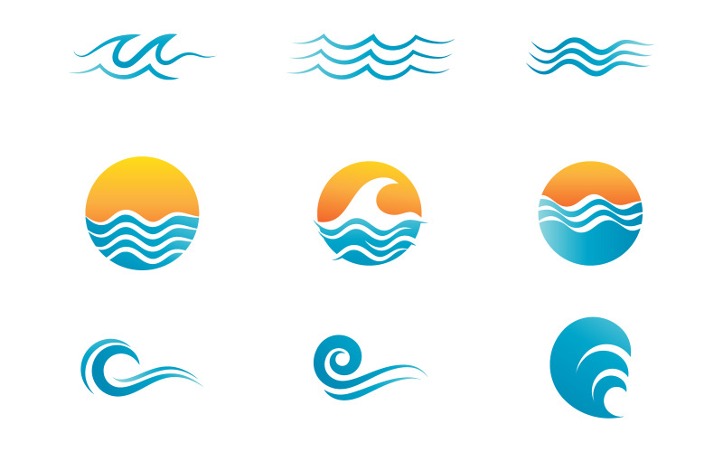 Vatten våg ikon ocean Logo illustration designmall v.3