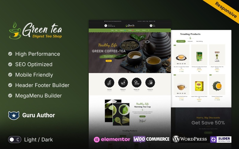 Greentea - тема WordPress для WooCommerce на тему чая, кофе и специй