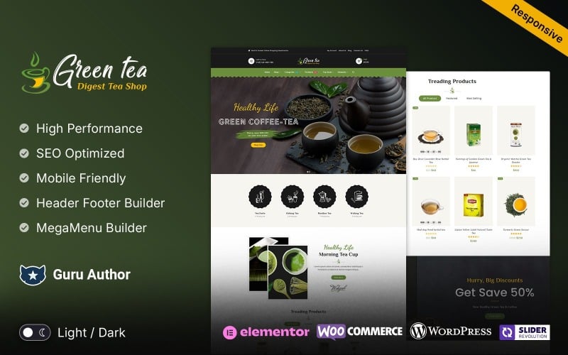 Greentea – тема WordPress WooCommerce для чаю, кави та спецій