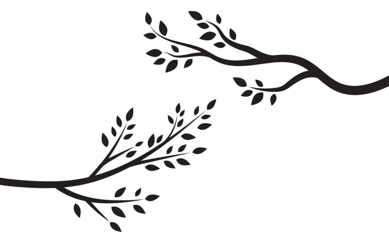 Modelo de fundo de design de ilustração de folhas de galhos de árvores v.3